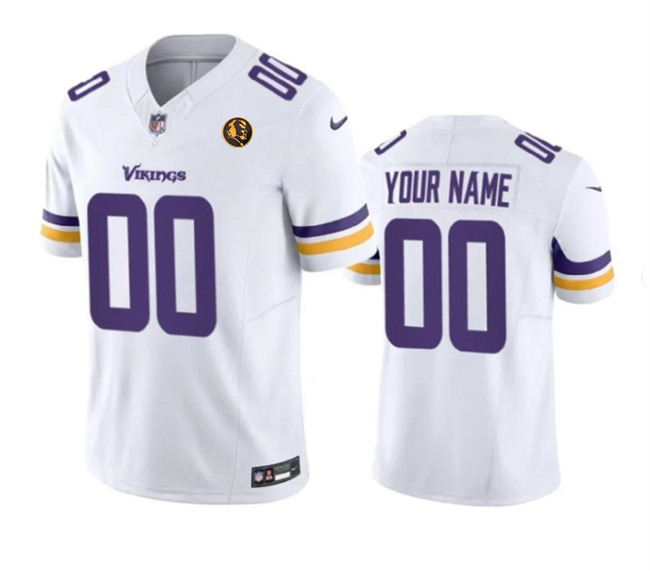 Men's Minnesota Vikings Active Player Custom White 2023 F.U.S.E. With John Madden Patch Vapor Limited Football Stitched Jersey